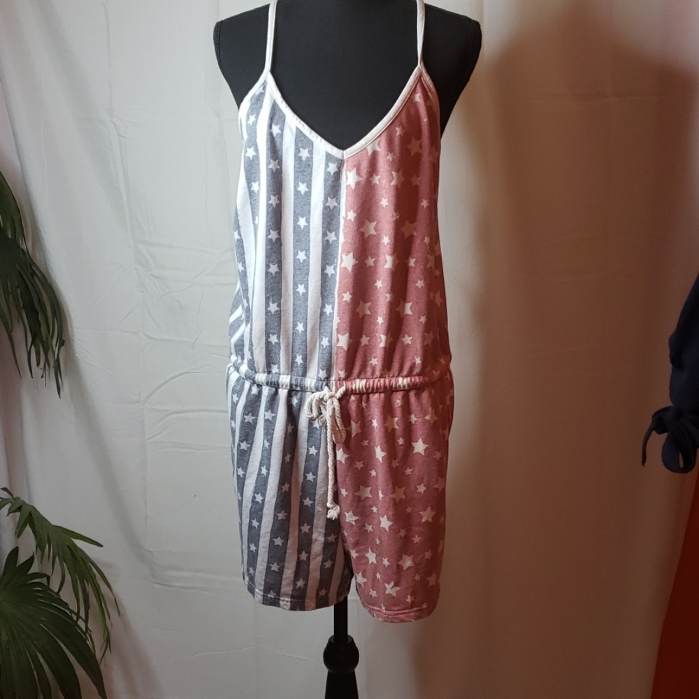 Almost Famous red,white and blue romper 3x